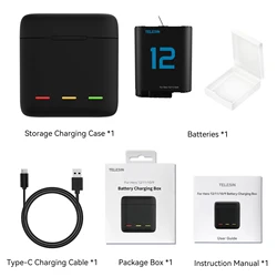 TELESIN High - Capacity Battery with Fast Charger & Storage Box (1 Battery Set)