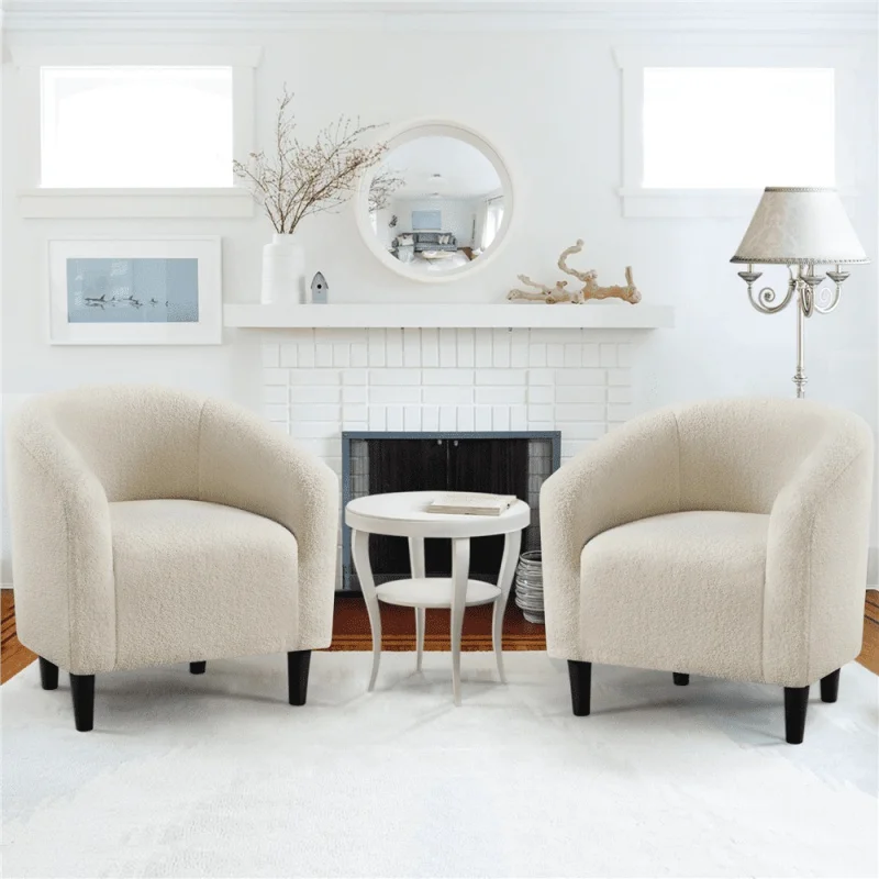

Easyfashion Tub Chair, Set of 2, Ivory Velvet
