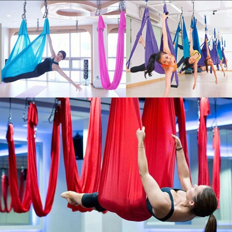 Columpio De Yoga Aéreo Azul Set Hamaca Yoga Trapecio Sling –