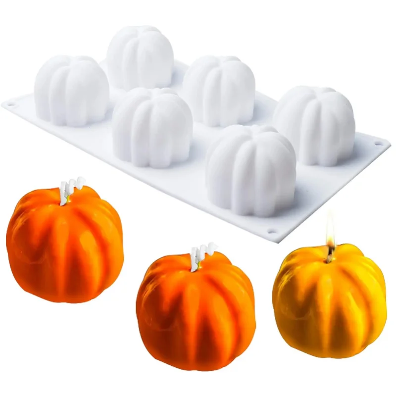 

Silicone Mold for Baking Cake - 3D Pumpkin Molds Silicone Tray for Chocolate 6 Cavities Mousse Cake Baking for Halloween Party
