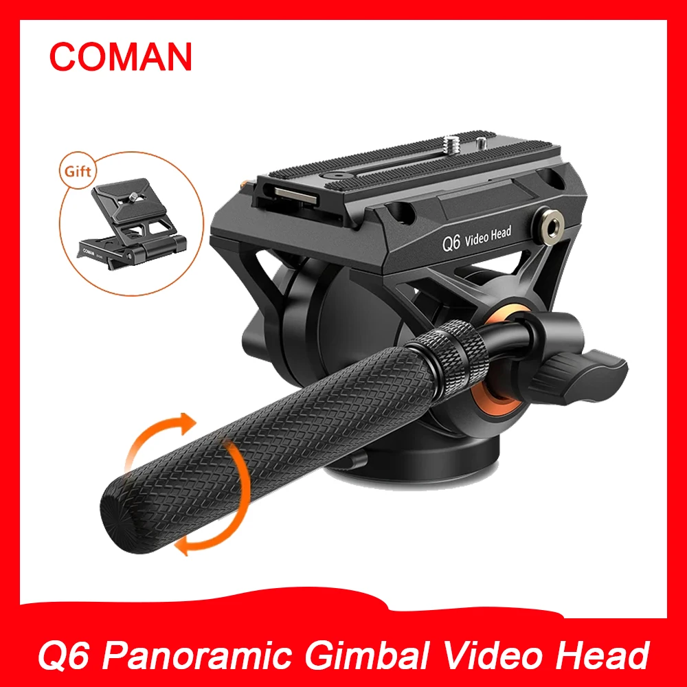 Tripod Ball Head Camera Fluid Head Camera Panoramic Head COMAN Q6 Panoramic Gimbal Video Head With Quick Release Plate For DJI RS Manfrotto Hydraulic Fluid Head For Tripod DSLR Camera