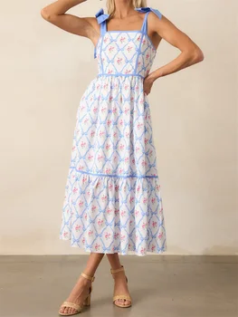 Women s Elegant V-Neck Maxi Dress with Ruffle Sleeves and Belted Waist - Perfect for Summer Parties and Events 2