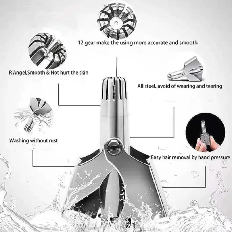Nose Hair Trimmer For Men Stainless Steel Manual Shaver Nose Hair Razor Washable Portable Trimmer