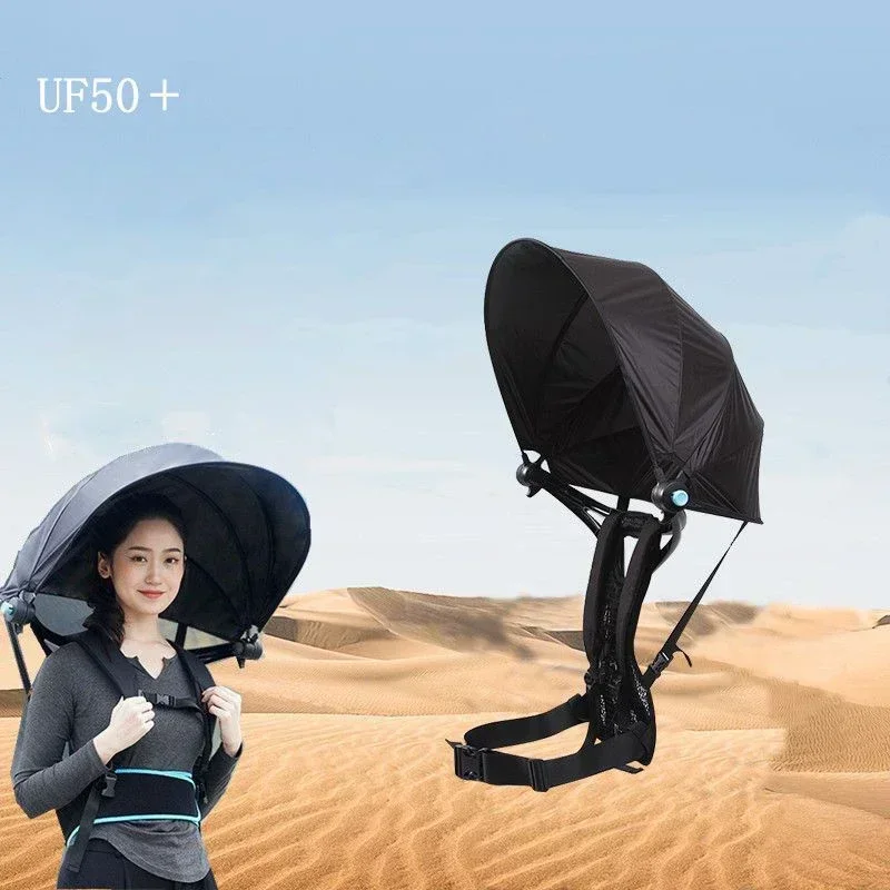 Ombrello da viaggio pieghevole a mani libere protezione UV zaino