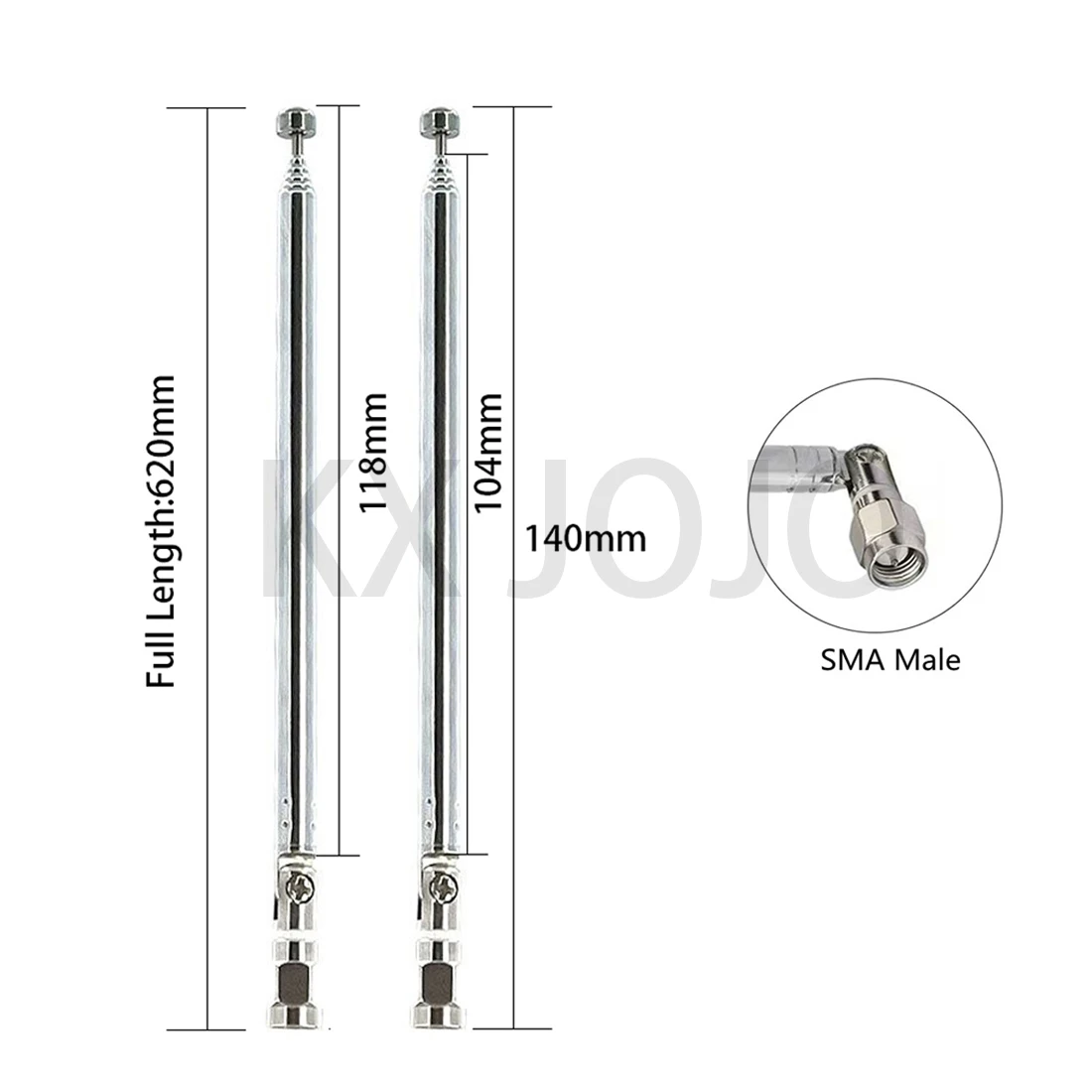 교체 텔레스코픽 안테나 FM 라디오 원격 제어 공중 1pc에 대 한 104mm/130mm/140mm/162mm/205mm SMA/F 남성 커넥터