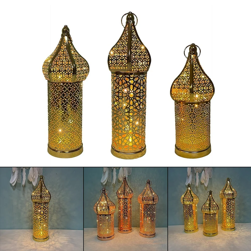 

1pcs Moroccan Hollow Eid Lights Decorations For Home Masjid Lanterns Ramadan Kareem Mosque LED Night Islam Muslim Party