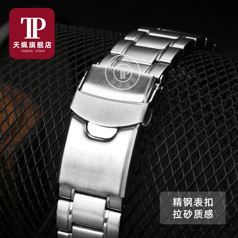 22mm Stainless Steel Watchband Curved End Strap Wrist Belt