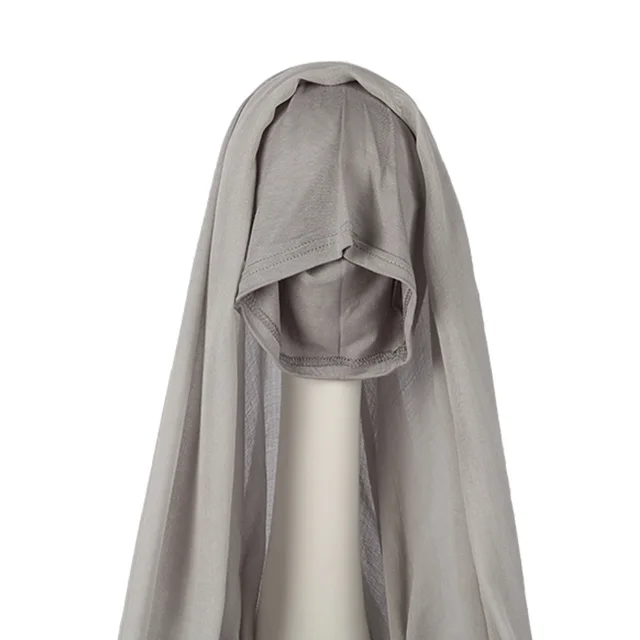 Viscose Hijab Set Matching Color Cap Plain Cotton Modal Muslim Women Scarf Soft Shawl Rayon Double Stitches Edge Scarf Hijab 6