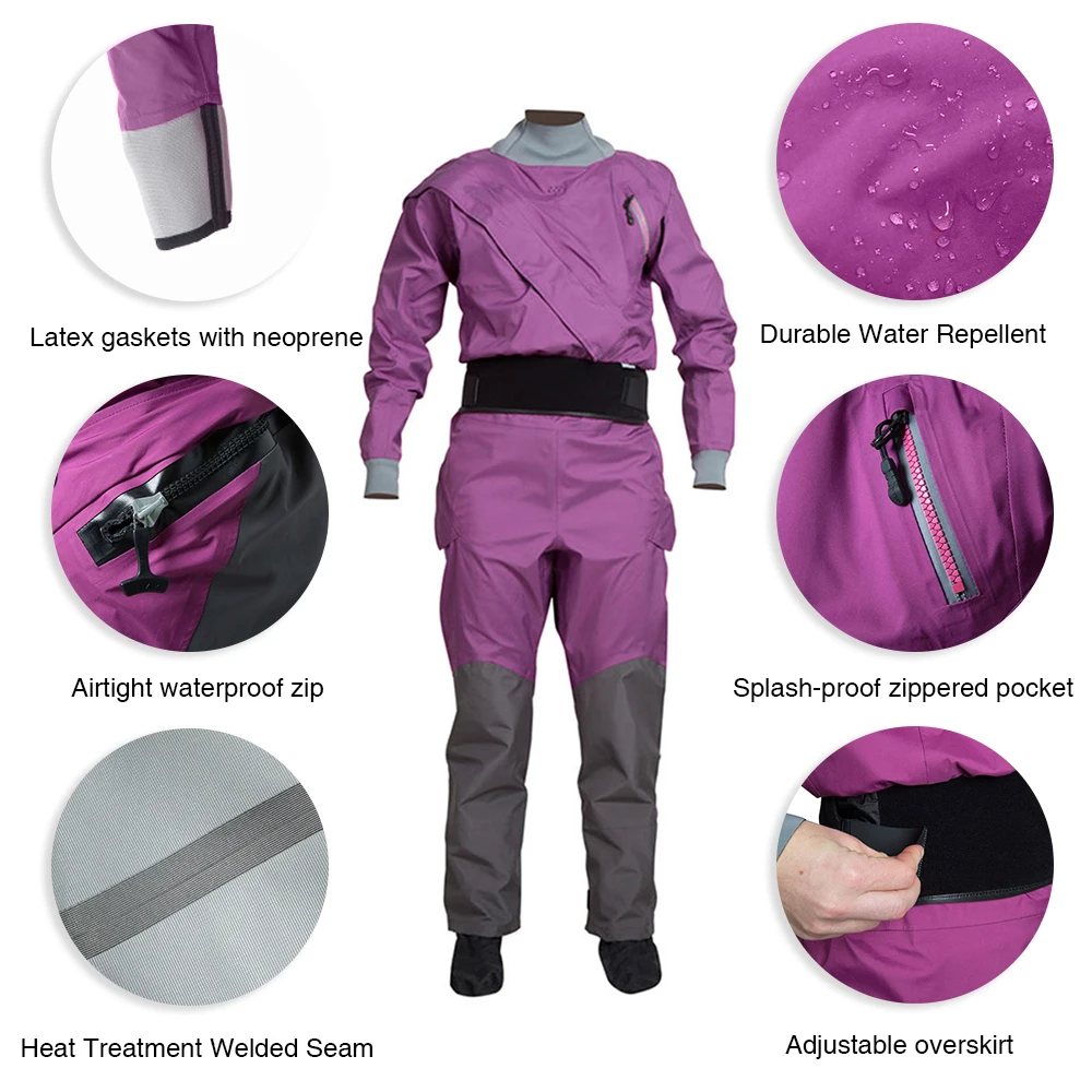 Women's Kayaking Drysuit Swimming In Cold Pool Surfing Rafting Paddling Strokes Waterproof Breathable Dry Suit DW31