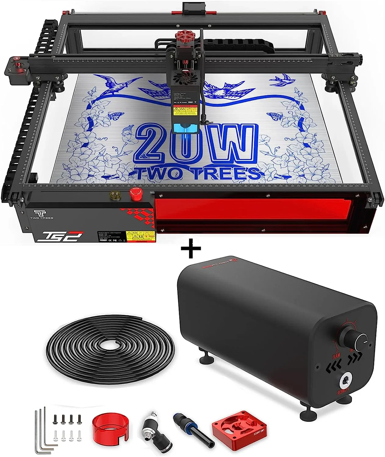 Twotrees TS2 Laser Engraver 20W CNC Laser Cutter Auto Focus Laser Engraving Machine for Wood Metal Support Offline Control