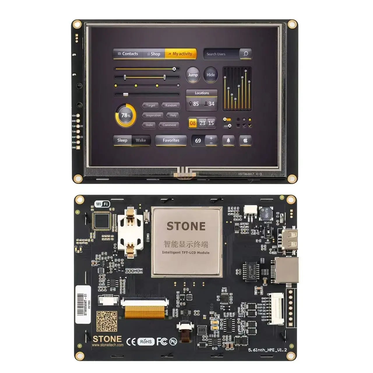 

SCBRHMI 5.6 Inch Full Color LCD Display HMI Resistive Touch Screen Built-In RTC With RS232 Port for Arduino