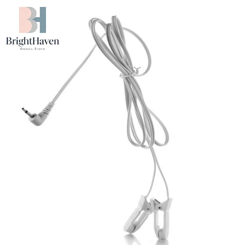 1Pcs 이어 클립 전극 리드 와이어 2.5mm 직각 플러그 TENS 펄스 치료 마사지 장치 B.H 용 듀얼 이어 클램프 케이블