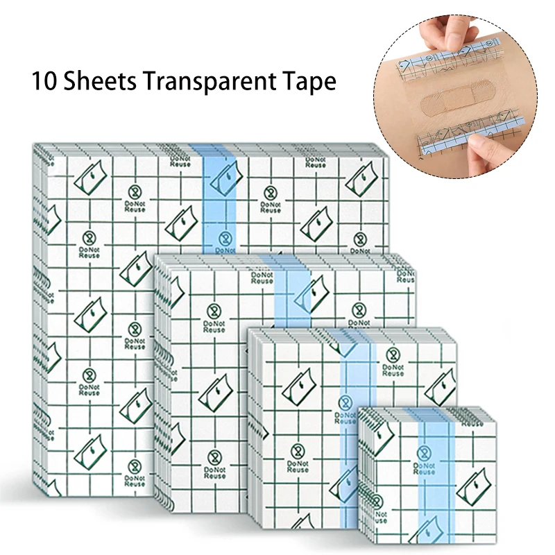 10SheetsWaterproofTransparentTapePUFilmMedicalAdhesivePlasterAntiallergicWound