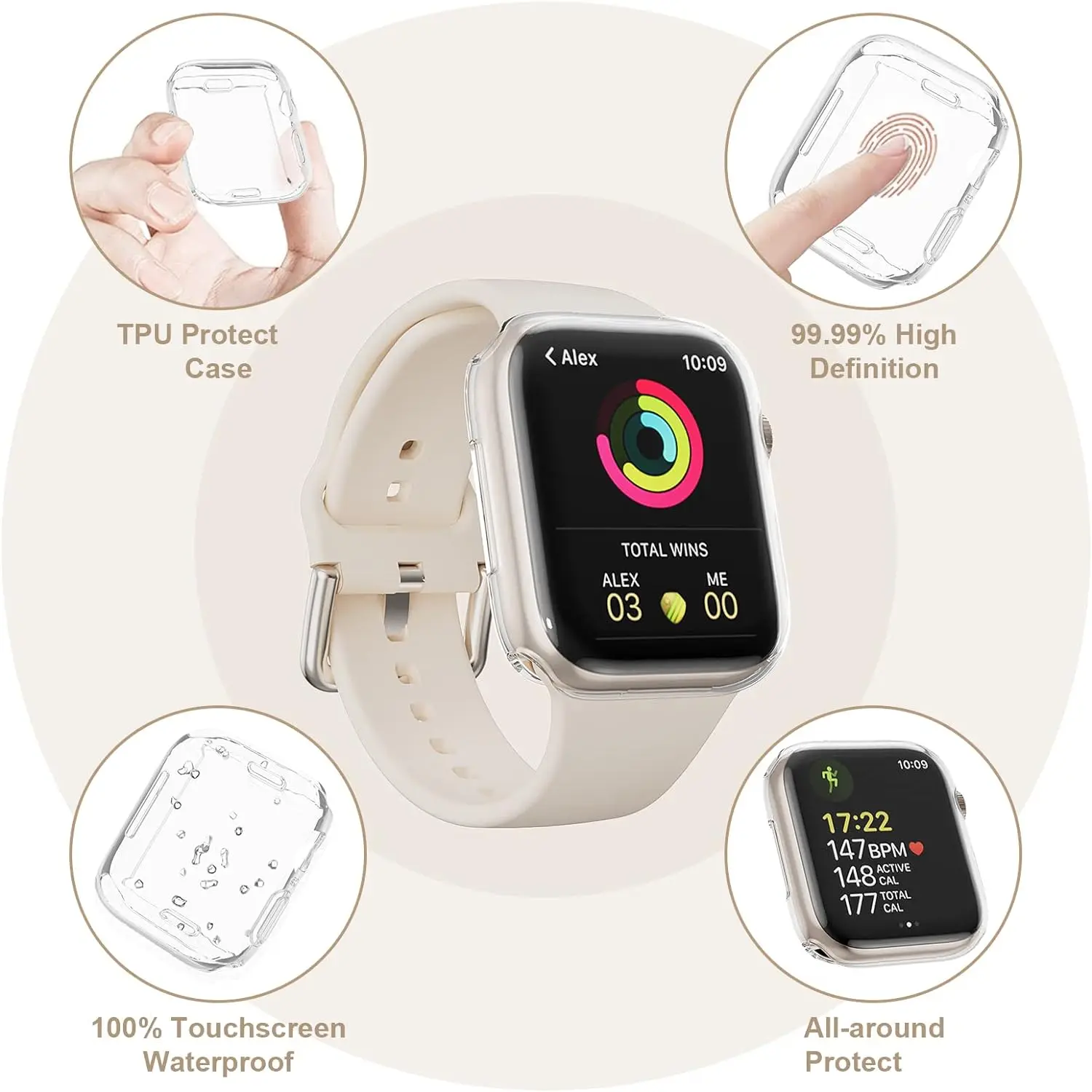 Case for Apple Watch Band 45mm 41mm 44mm 40mm 42mm Screen Protector Clear Bumper Cover iWatch Series Ultra 2 49mm 9 8 7 SE 6 3 - Image 4