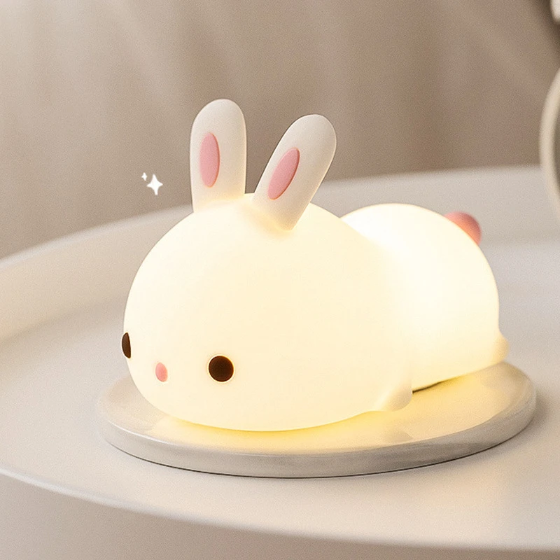 Touch Sensor Rgb Led Rabbit Night Light Remote Control 16 Colors Usb