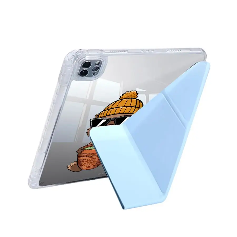 Coffee Bear Beaver Holder Cover Tablet Case - Y-Fold Design