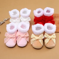 Newborn Baby Boots Shoes baby Girl Shoes Bow Plus Velvet Cotton Toddler First Walkers Booties Cotton Warm Infant Crib Boots 6