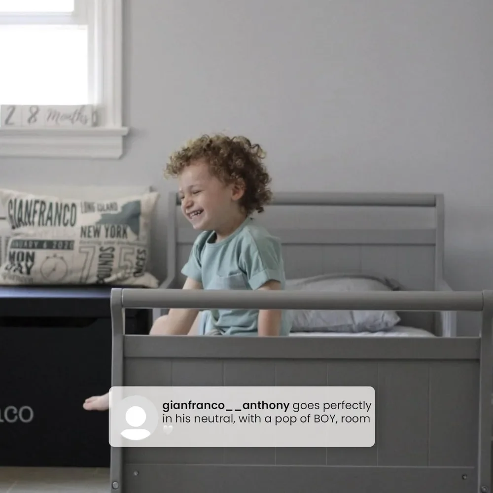 Children Beds, Bed Features Two Attached Guardrails To Keep Your Child Safe, Wood Toddler Bed Sleigh, Crib, White 5