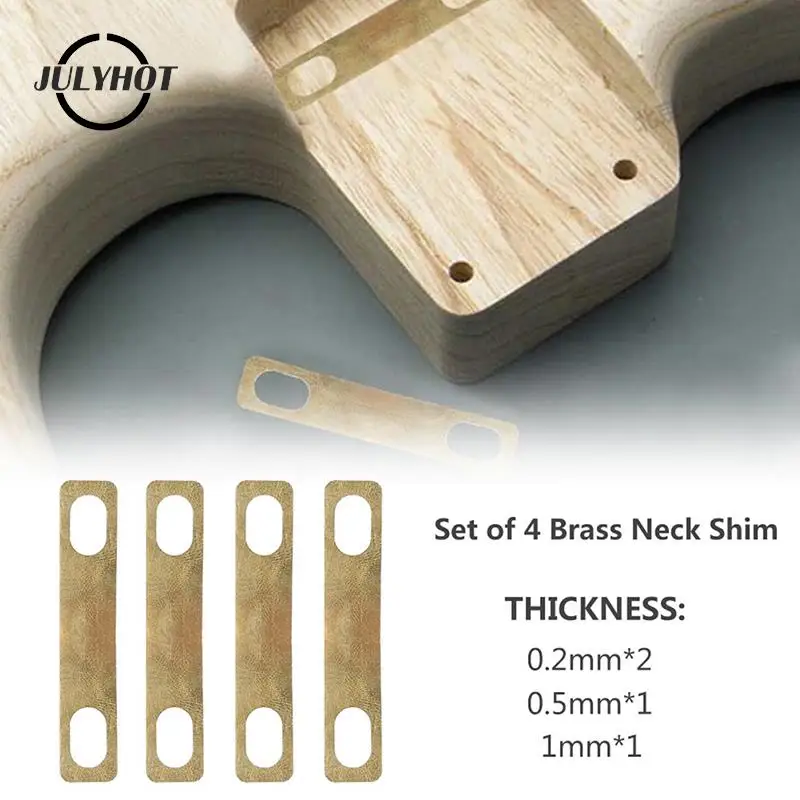 4Pcs Guitar Neck Heightening Gasket Electric Guitar Connection Shim Brass Compact Easy Install Musical Instrument Accessories