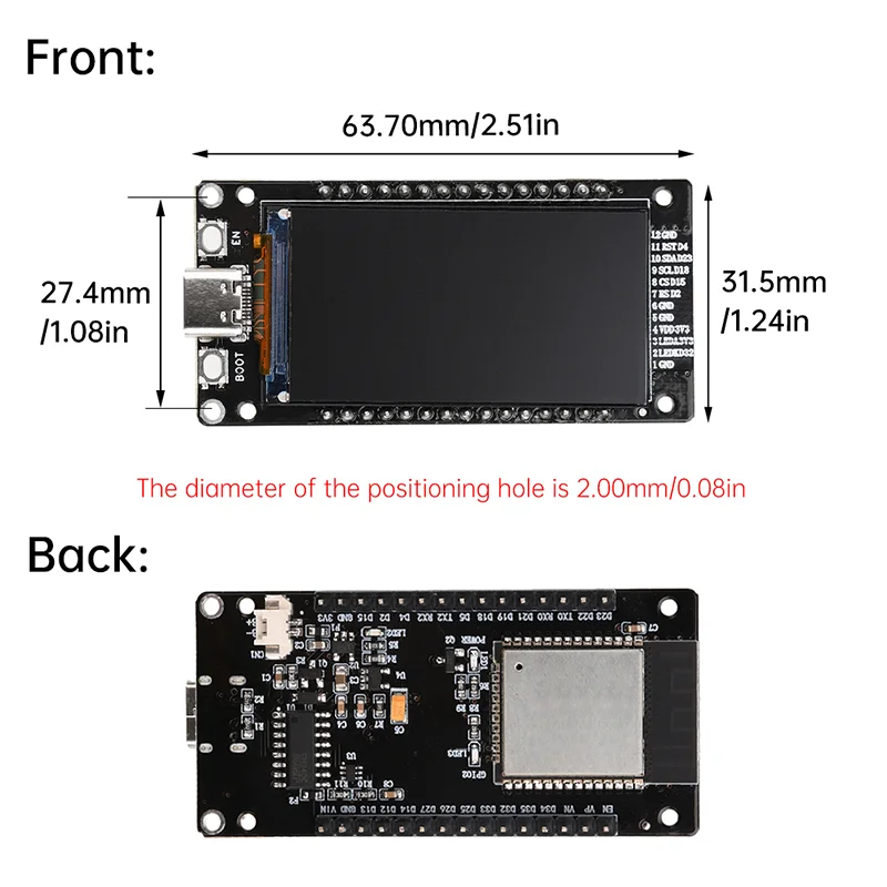รูปสินค้า ESP32 -WROOM-32 บอร์ดพัฒนา 1.9in/1.14in ST7789 170x320 จอแสดงผล TFT LCD, WiFi + BL โมดูล CH340 อินเทอร์เฟซ Type-C สําหรับ Arduino