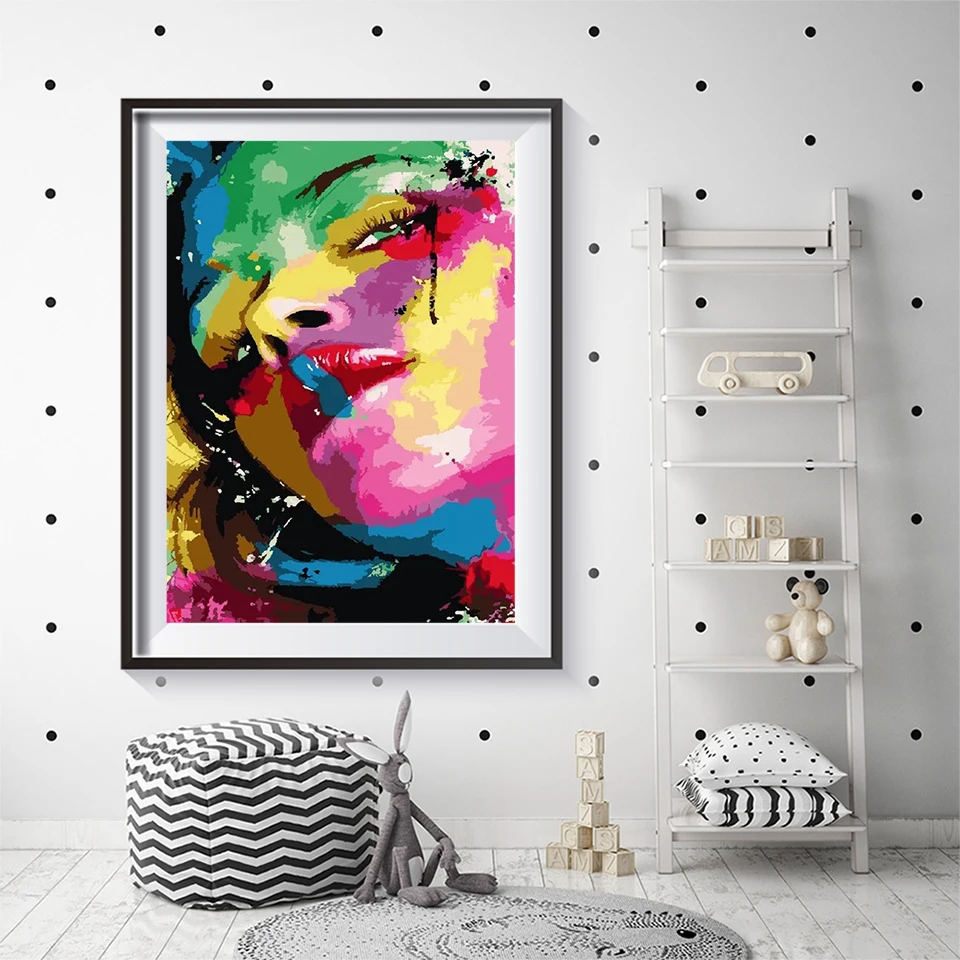 Azqsd-数字による女性の肖像画キット,油絵,キャンバス,DIY,スペイン語