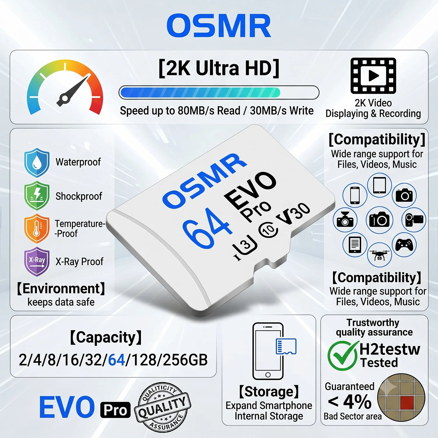 OSMR 클래스 10 미니 SD 카드 128GB 64GB 플래시 메모리 카드 32GB 마이크로 TF 카드 메모리 카드 운전 기록 장치 카메라