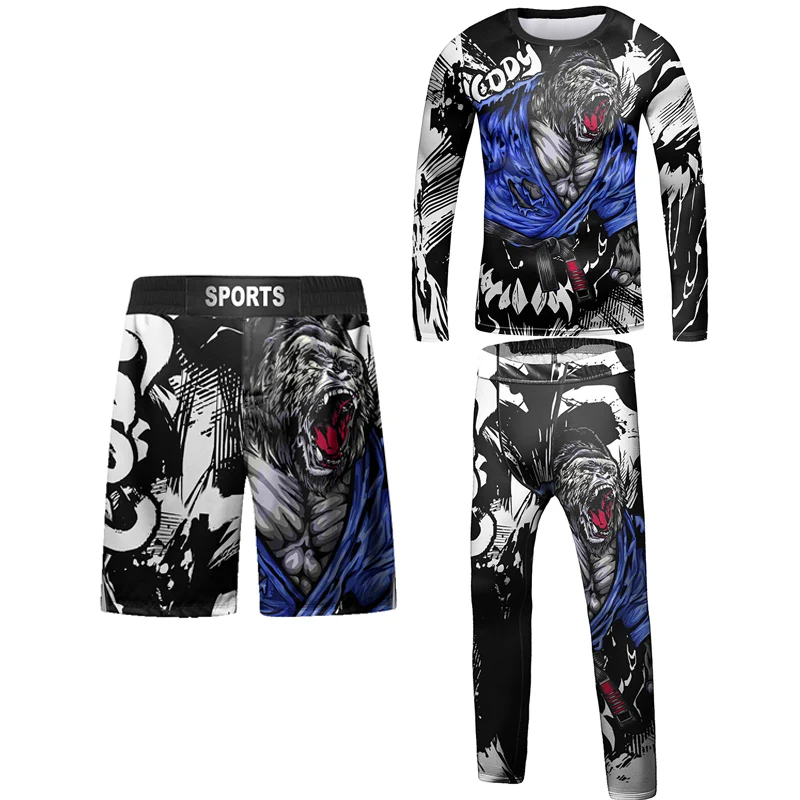 Mma Kids Rash Guard Bjj T-shirt Pant Set Jiu Jitsu Shorts Children Kickboxing Muay Thai Fighting Sportwear Boy Boxing Clothing sports apparel