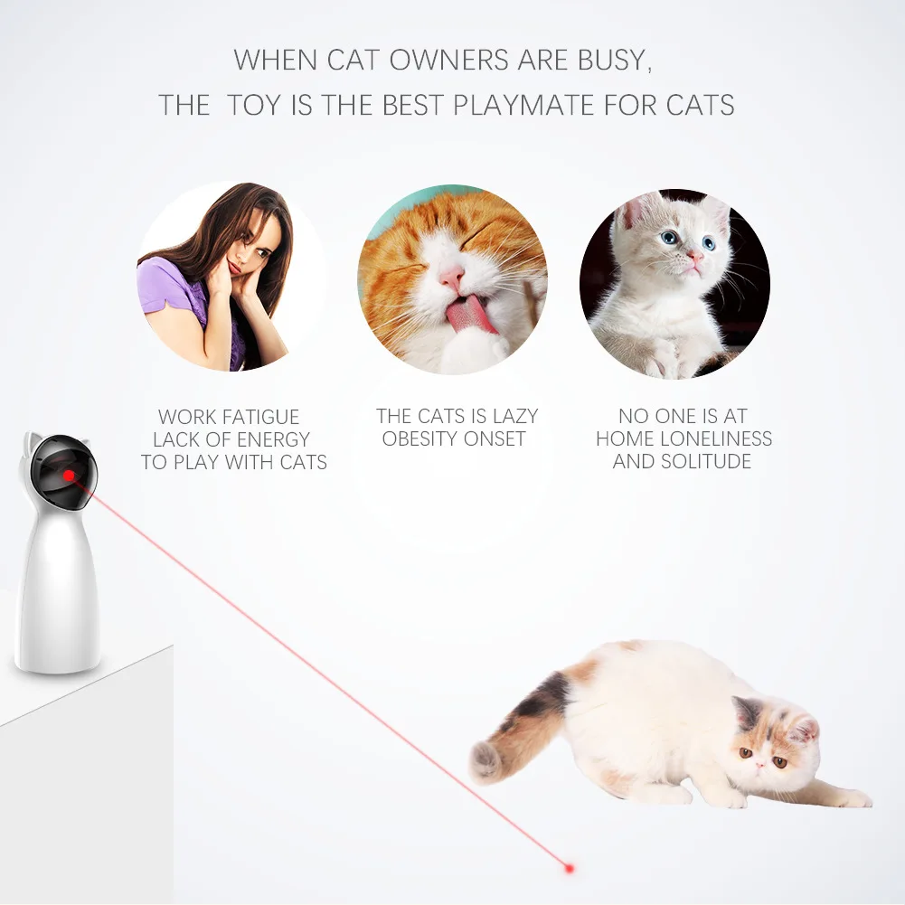 Cat Laser Toy Automatic,Interactive Toy for Kitten/Dogs - USB Charging,Placing High,5 Random Pattern,Automatic On/Off and Silent