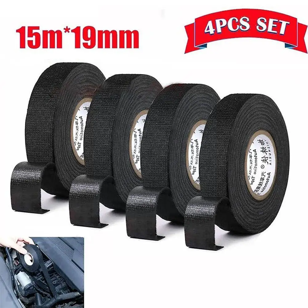 4 Rolls Wire Harness Cloth Electrical Tape Wire Loom Tape Fabric