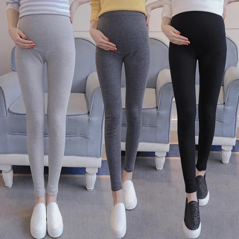Autumn Winter Pregnant Warm Skinny Leggings Maternity Pregnancy Thicken Pants Women Trousers Clothing Black Gray Khaki Clothes
