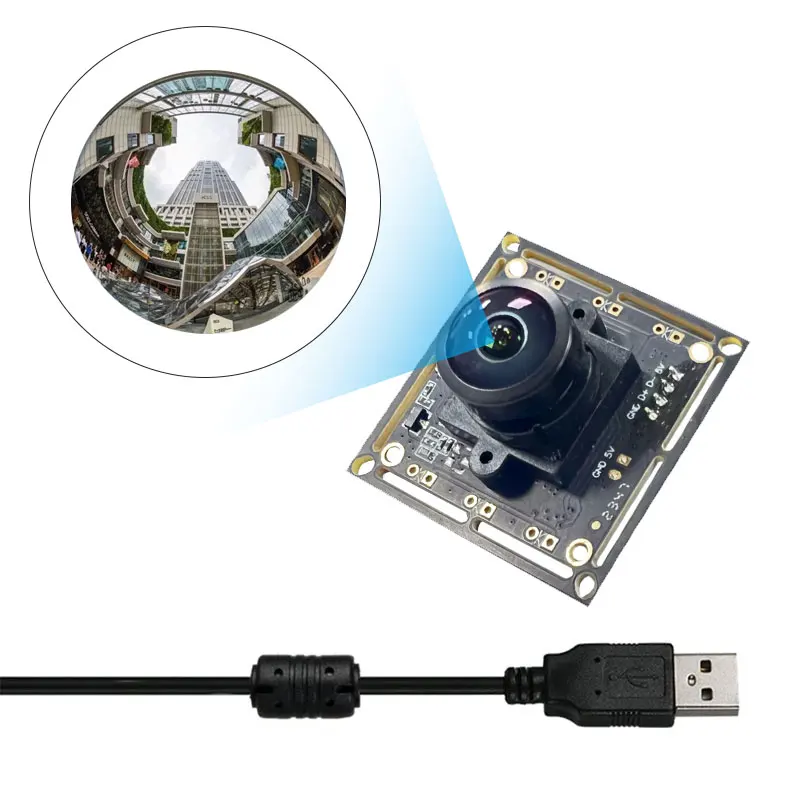 파노라마 어안렌즈 고해상도 360 USB 4K 8MP 카메라 모듈 220도 IMX415 30FPS (윈도우, 안드로이드, 라즈베리 파이, 리눅스용)