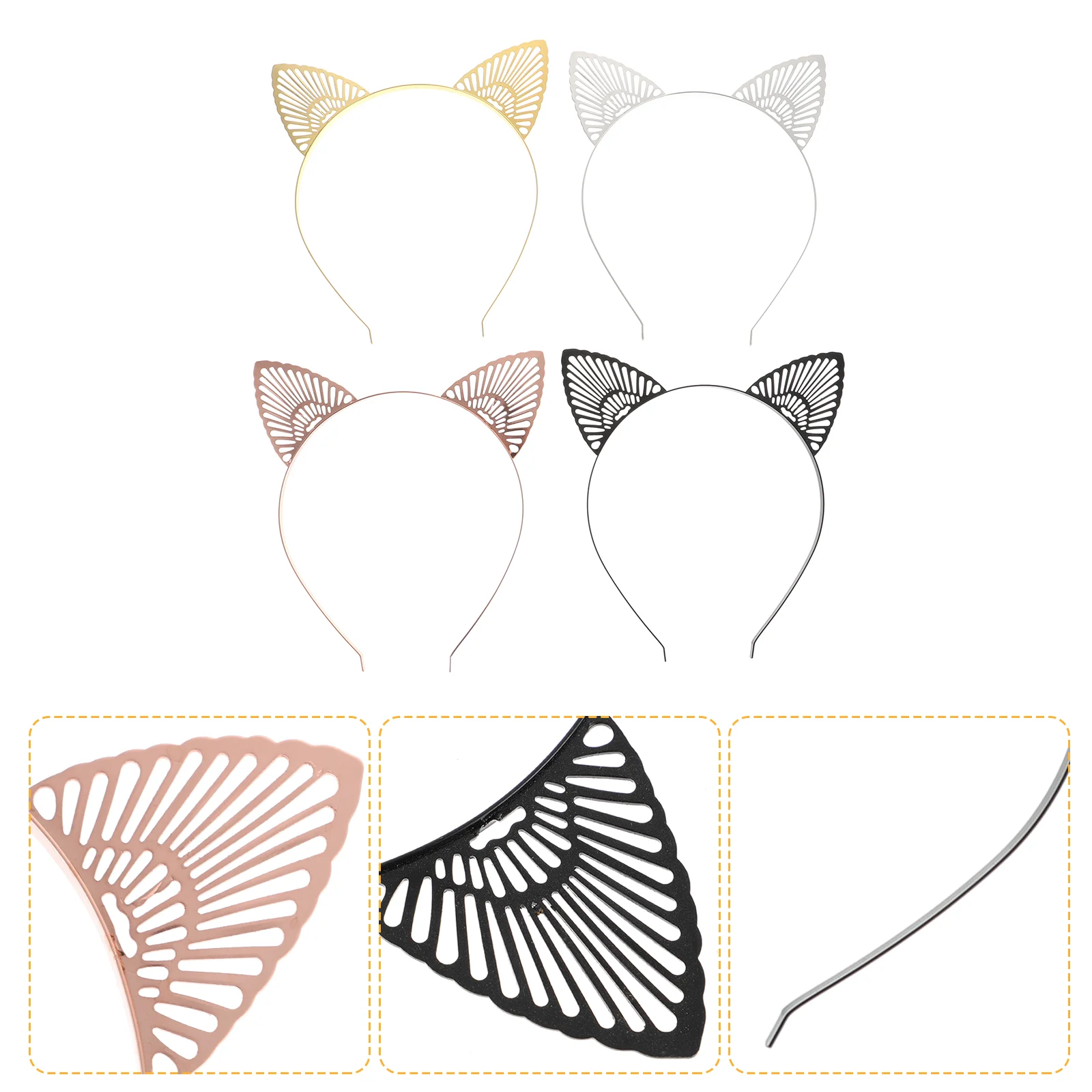 

4Pcs Cat Ear Head Accessories Adorable Cat Ear Headwears Cosplay Hair Hoops