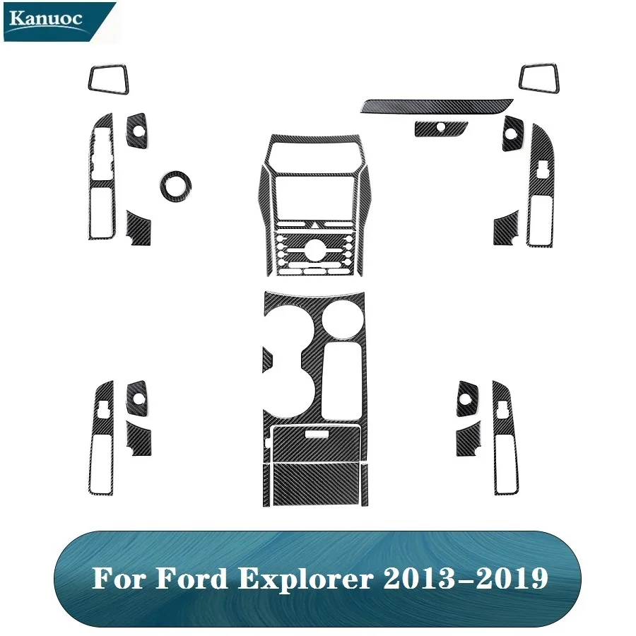

Carbon Fiber Black Stickers For Ford Explorer 2013 2014 2015 2016 2017 2018 2019 Auto Interior Mouldings Decorative Accessories