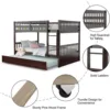 Wood Full Over Full Bunk Bed with Trundle, Bunk Bed Frame with Ladder, Solid Wood Frame & Safety Guardrails 6