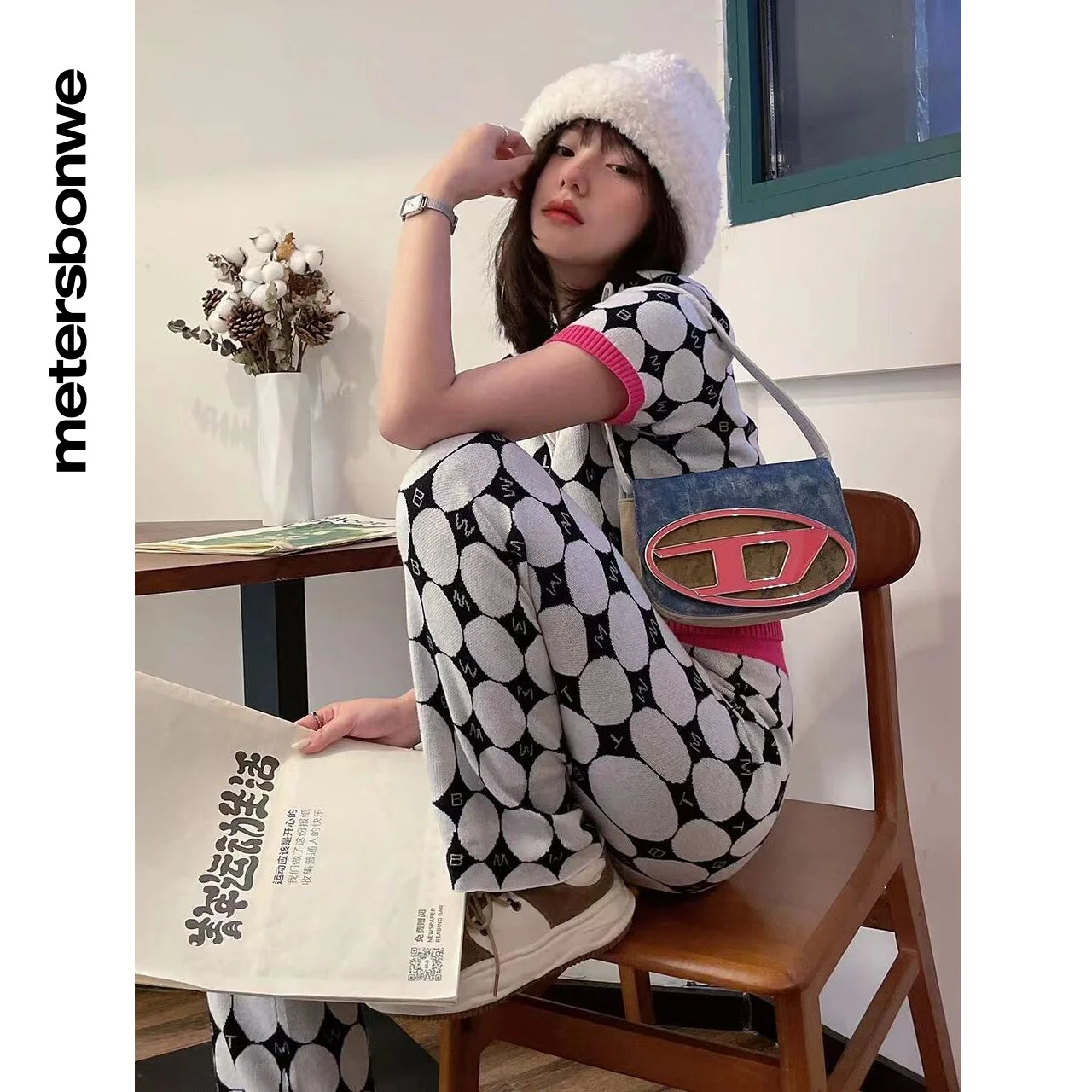 Metersbonwe Jacquard Casual Pants Women Summer Soft Comfortable Versatile Jacquard Women Horn Pants Brand High Quality Brand