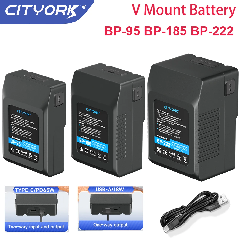 Batterie V-Lock Bp Bp-95 Bp-185 Batteria Da Bp-222 V Per Videocamera Broadcast Led Video Light Blackmagic Ursa Mini Pro Telecamere