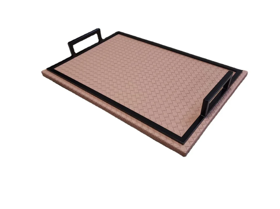 Metal Tray Large Leather Rectangle Pallet Home Storage Ornaments Tableware Groceries Storage Decorative Tray Serving Plate 6