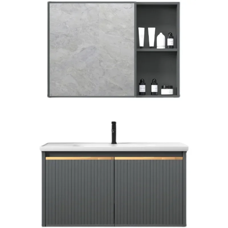 ~Y Thickened Space Aluminum Alloy Bathroom Cabinet Stone Plate Wash Basin Cabinet Combination Modern Bathroom Table