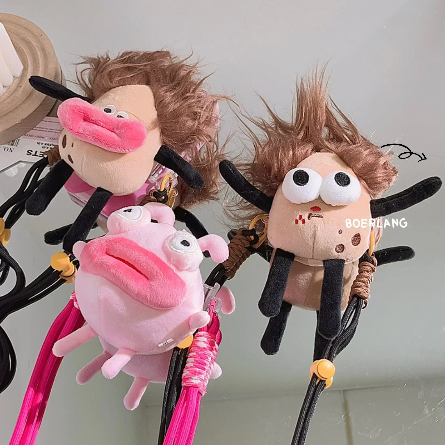 

Phone lanyard Girl Pink Sausage Mouth Rabbit Doll Phone Back Clip Accessories Can Hang Neck Braided Rope Travel Shoulder Strap