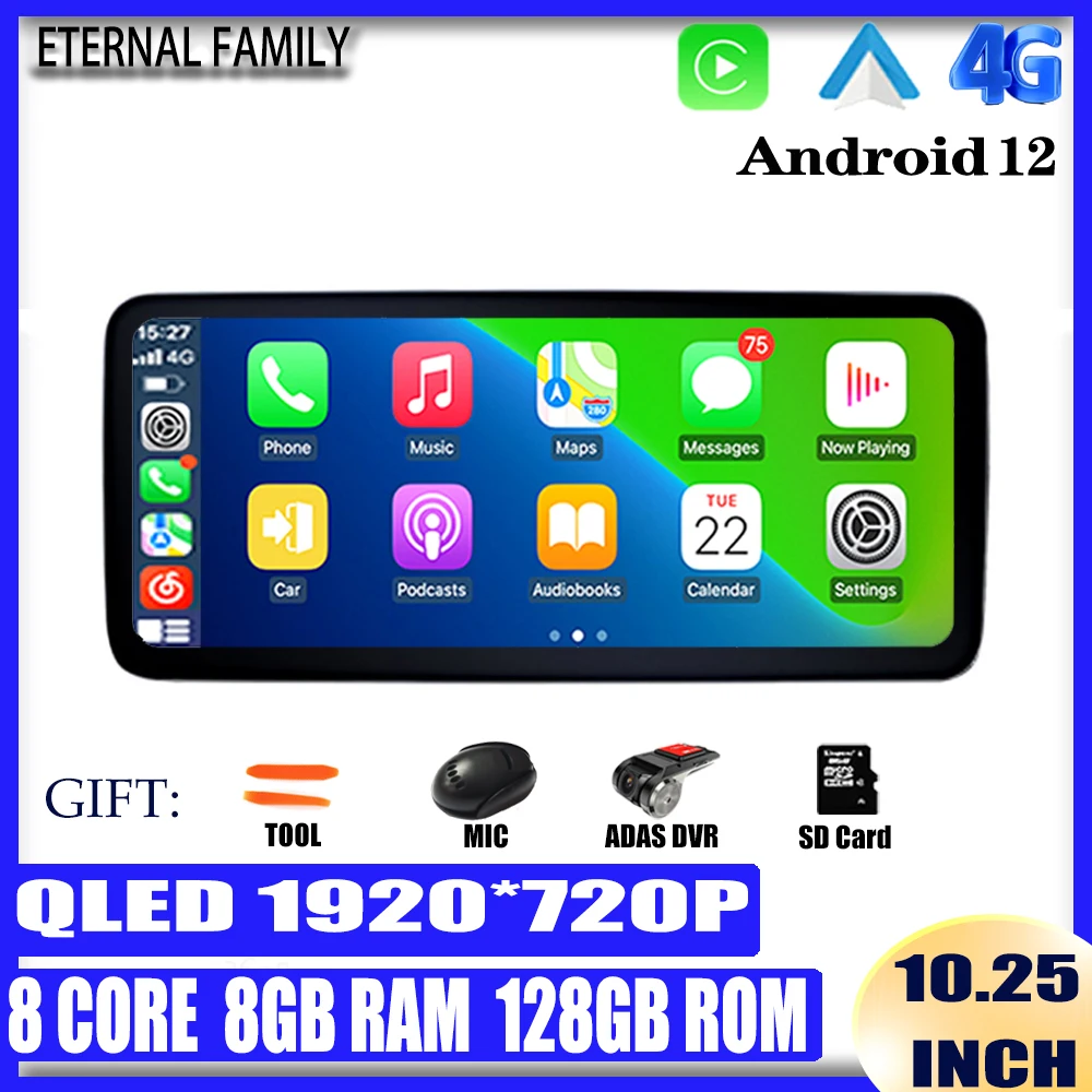 

10.25Inch Carplay Android12 For Mercedes Benz A Class W176/GLA X156/CLA C117 2013-2018 Car Radio Multimedia Navigation GPS WIFI