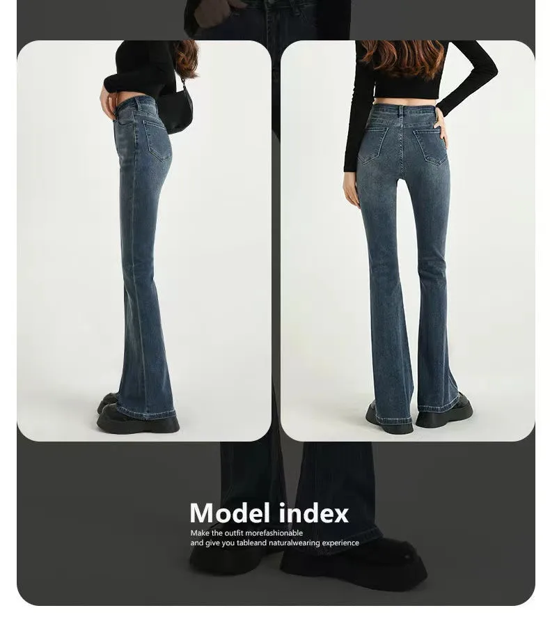 wide leg jeans High Waist Skinny Flare Jeans Women Wide Leg Denim Pants 2022 Fashion Vintage Streetwear Trousers Female All-Match Denim blue jeans