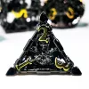 DnD Metal Dice Set - 7 Piece Zinc Alloy Polyhedral Dice, Yellow Patterned for RPG, Dungeons & Dragons Tabletop Games 5