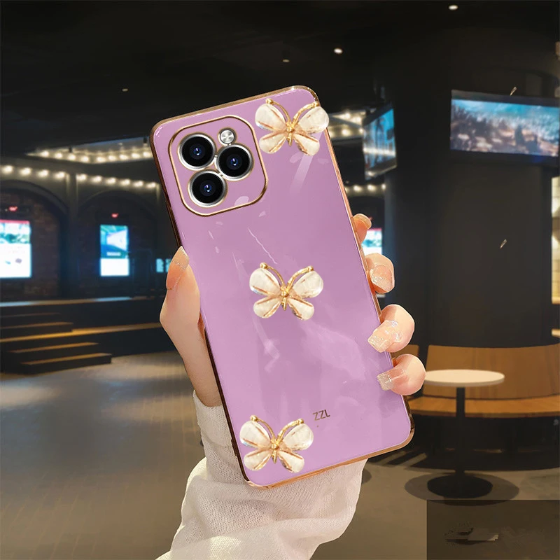 Custodia per telefono in silicone morbido e liscio a farfalla 3D per Xiaomi redmi 9 9A 9C 9T redmi9 k20 k30 k40 k50 pro redmi9c placcatura posteriore_voghion.com