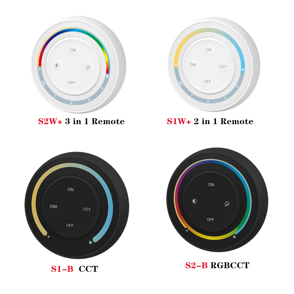 Miboxer 2.4G Rainbow Remote RGB+CCT/CCT LED Controller Round White/Black 3 in 1/2 in 1 Remote Controller
