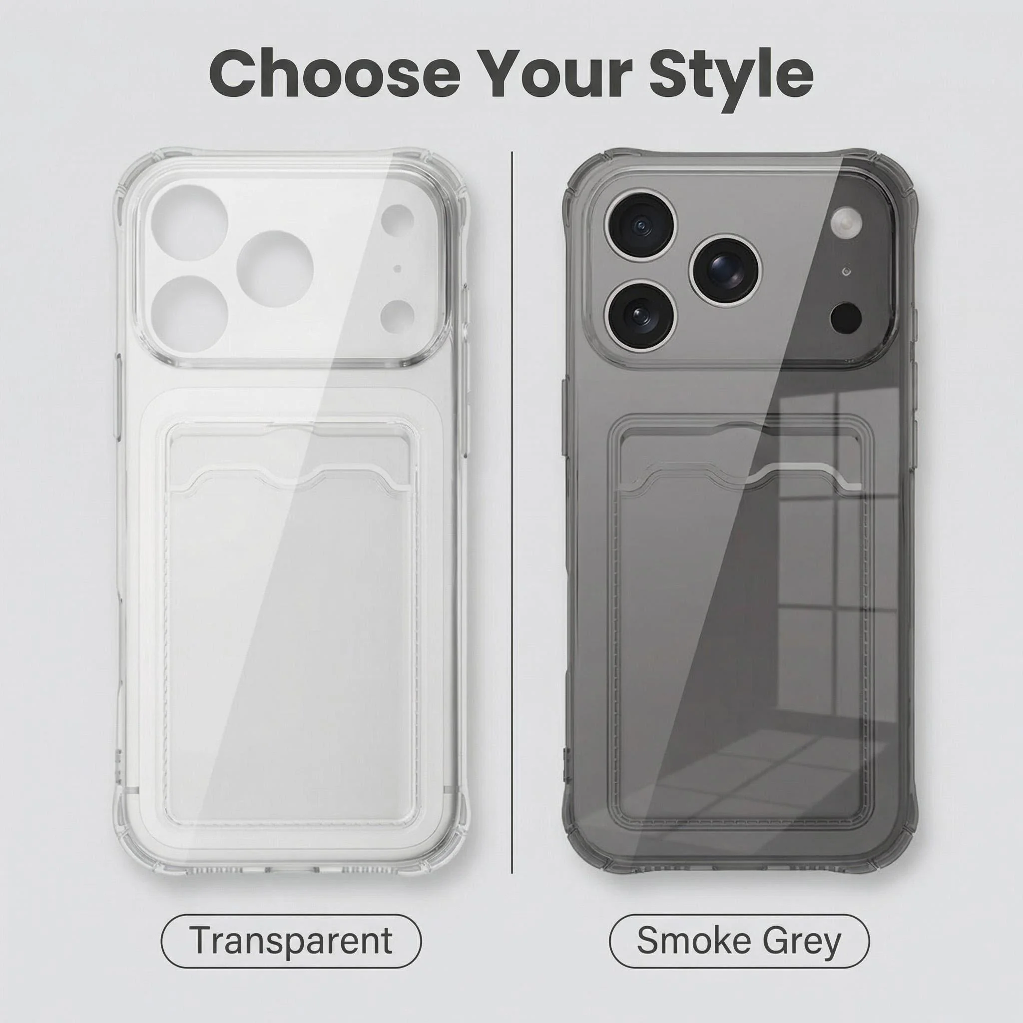 Transparent Card Holder TPU Phone Case with Enhanced Protection