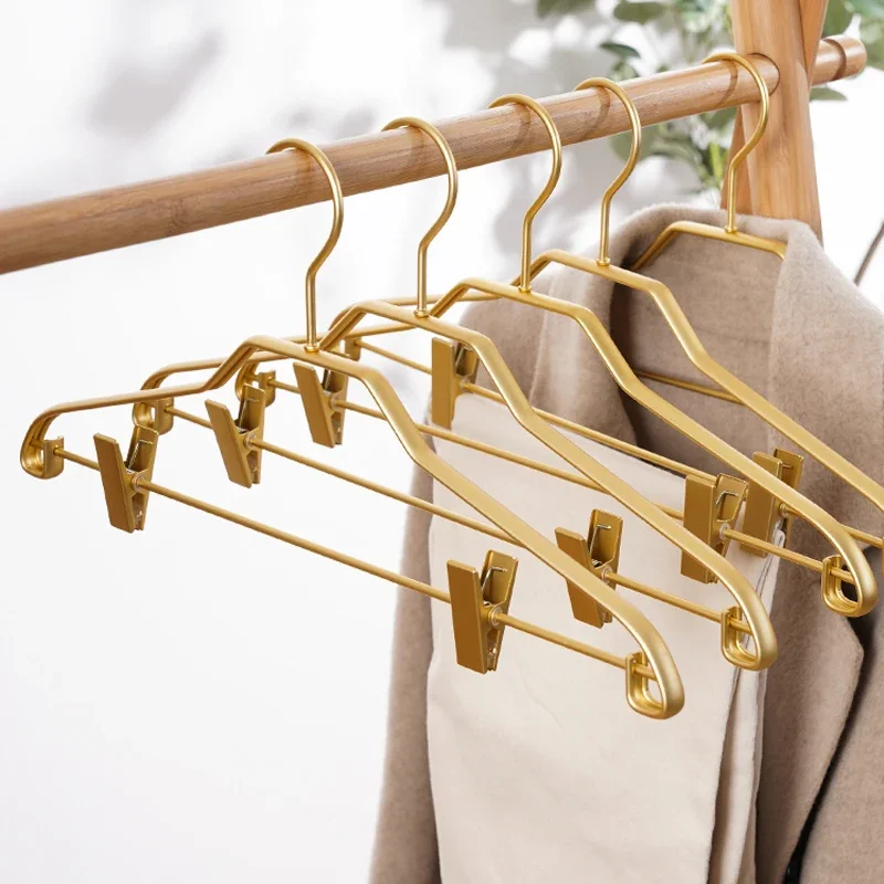 

Hangers Wardrobe Aluminum Metal Rack Drying Anti-slip Alloy Storage Racks Trouser Traceless Dress Pants 5pcs Clothes