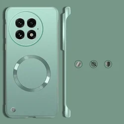 Luxury Ultra Thin Metallic Frameless Magnetic Matte Phone Case - Shockproof Protection Cover for Oneplus 13 (Green)