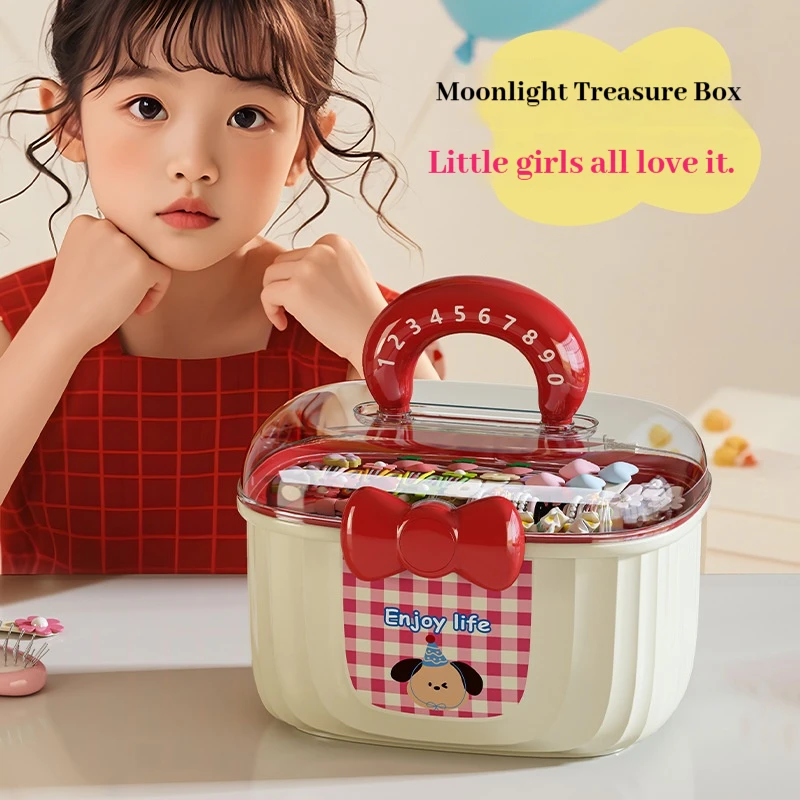 1PC 어린이 헤어 액세서리 상자 더블 레이어 휴대용 헤어 클립 머리띠 귀걸이 팔찌 목걸이 메이크업 보관 상자