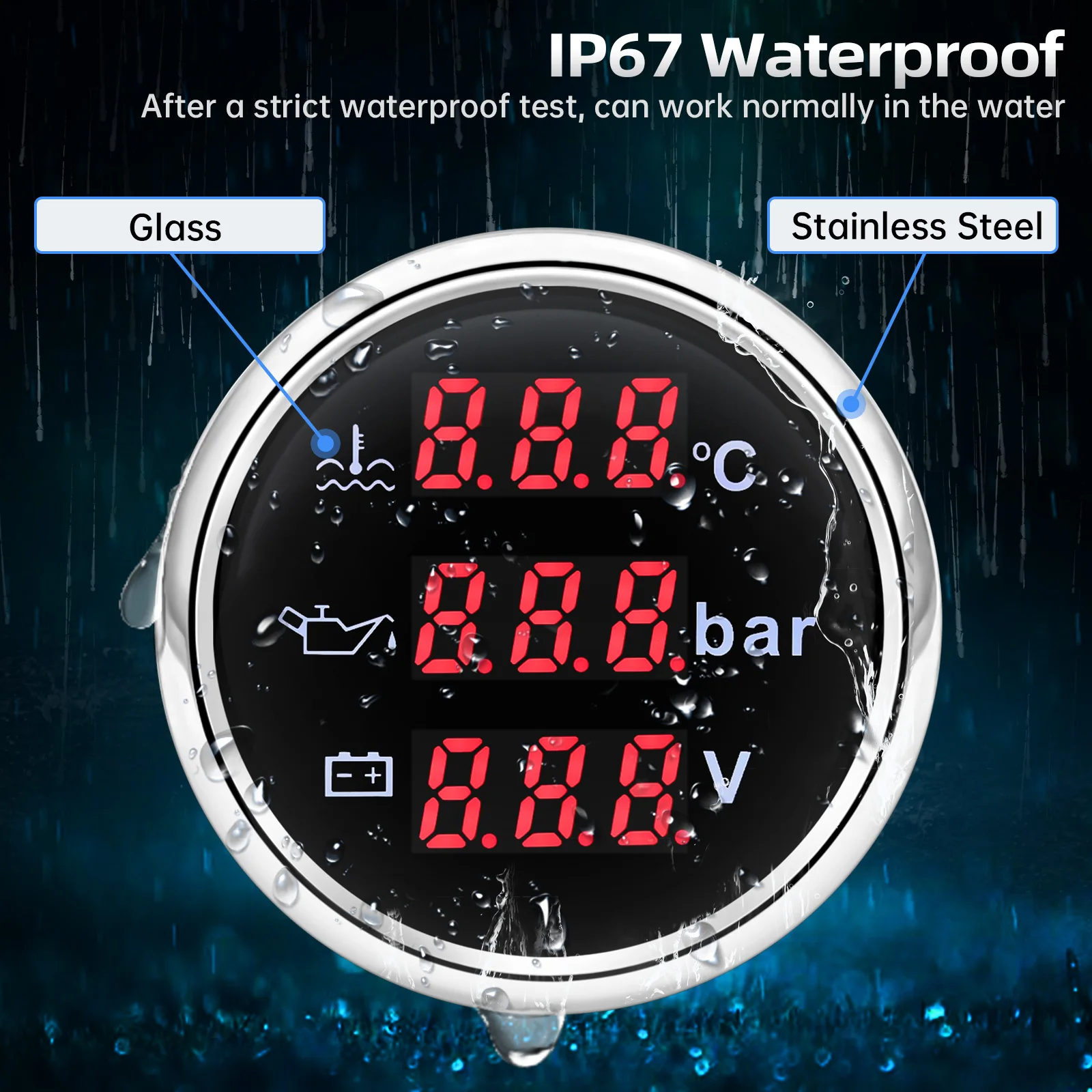 Medidor De Temperatura De Agua, Voltímetro Sensor Para Coche | Cuotas