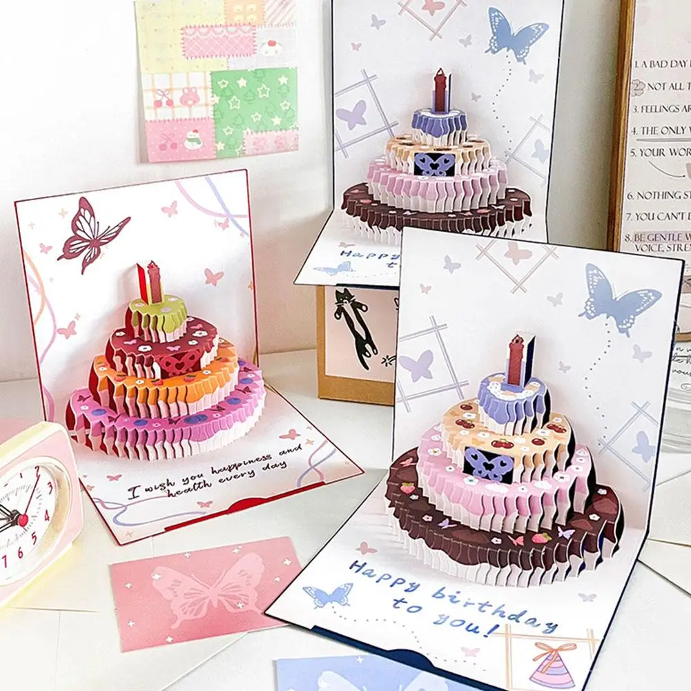 3D Musical Birthday Greeting Cards Pop-up Gift Card With Led Light Music Gift Cards With Envelope For Wedding Decor Wife